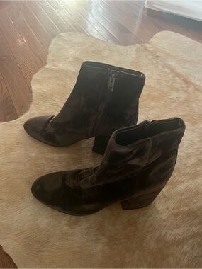 Sam Edelman Dark Brown Velvet Ankle Boots